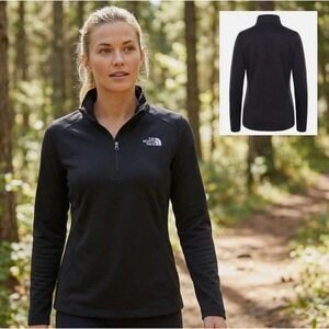 The North Face Tech Glacier 1/4 Zip Fleece Pullover Womens M Black NF0A2VG6